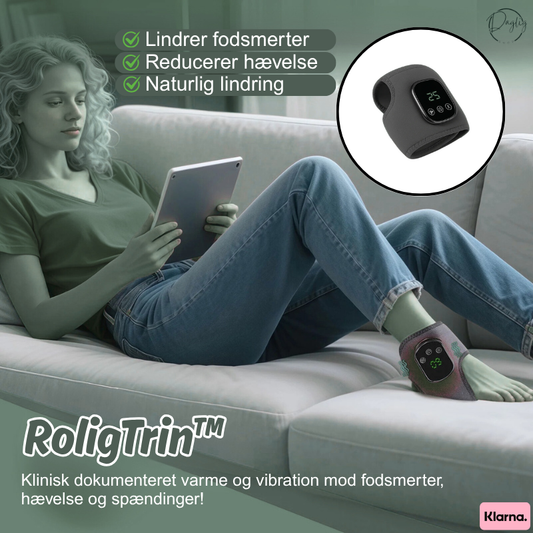 RoligTrin™ | Klinisk dokumenteret varme og vibration mod fodsmerter, hævelse og spændinger!